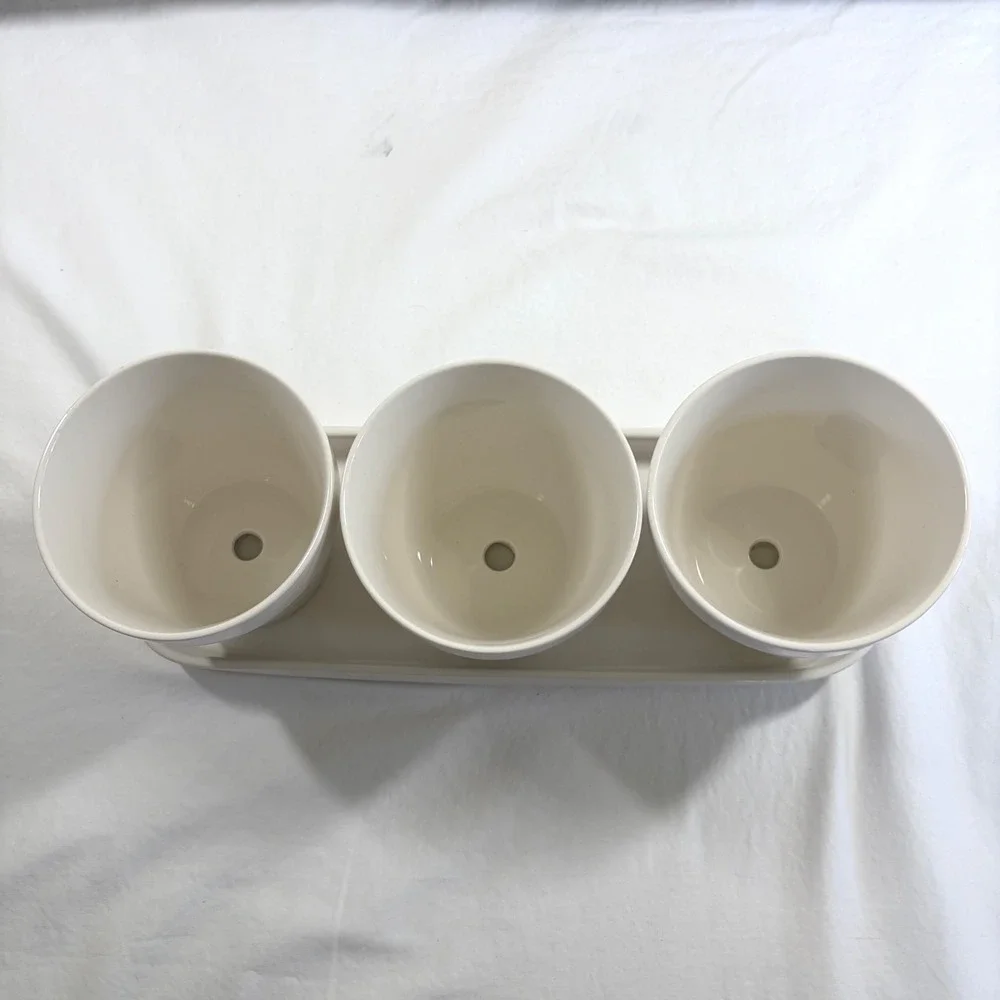 Rae Dunn Christmas Elves Planter Set Tray Hope Holly Jolly White Ceramic 4pc